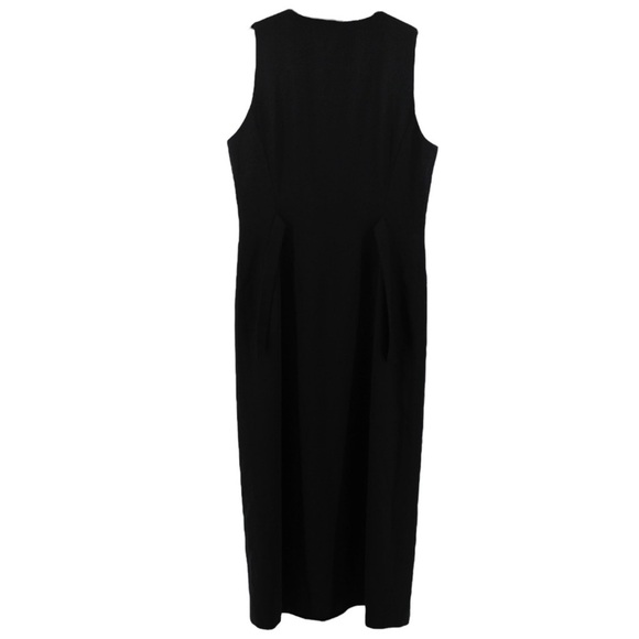 Vintage Y2K Ann Taylor Black Maxi Dress Button up Old Money Capsule 100% Wool 2 - Picture 5 of 10